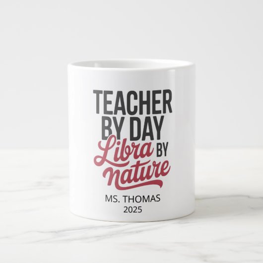 Personalized Libra Teacher Jumbo Mug ジャンボコーヒーマグカップ (正面)