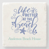 Personalized Life is Better at Beach Blue Green ストーンコースター (正面)