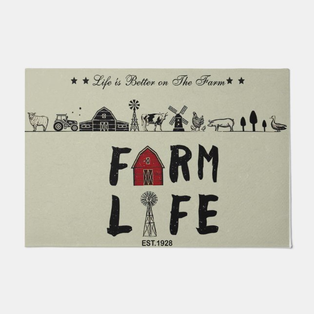 Personalized Life Is Better On The Farm Doormat ドアマット (正面)