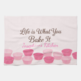 Personalized Life Is What You Bake It Cute Trendy キッチンタオル