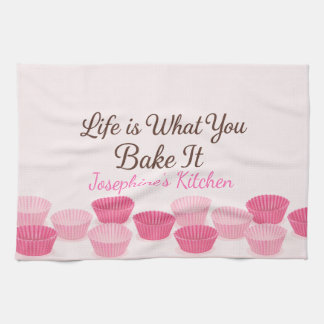 Personalized Life Is What You Bake It Cute Trendy キッチンタオル