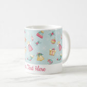 Personalized Light Blue Christmas Mug コーヒーマグカップ (正面右)