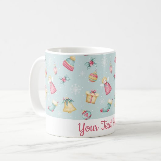 Personalized Light Blue Christmas Mug コーヒーマグカップ (正面左)