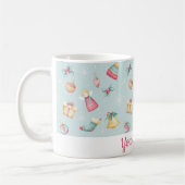 Personalized Light Blue Christmas Mug コーヒーマグカップ (左)