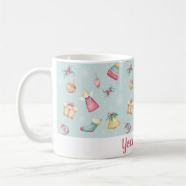 Personalized Light Blue Christmas Mug コーヒーマグカップ