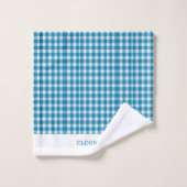 Personalized Light Blue Gingham Towel Set バスタオルセット (ウォッシュタオル)