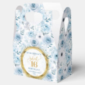 Personalized Light Blue Sweet Sixteen Gold Glitter フェイバーボックス (オープン)