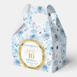 Personalized Light Blue Sweet Sixteen Gold Glitter フェイバーボックス