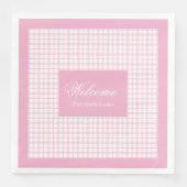 Personalized Light Pink Napkins Classic Plaid Set (正面)
