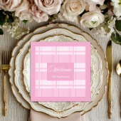 Personalized Light Pink Napkins Elegant Plaid