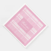 Personalized Light Pink Napkins Elegant Plaid (コーナー)
