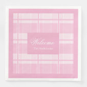 Personalized Light Pink Napkins Elegant Plaid (正面)