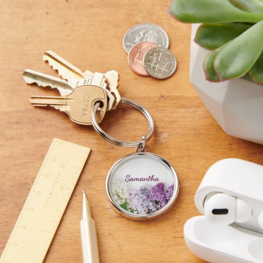 Personalized Lilac Keychain | Spring Name Keychain キーホルダー (デスク)