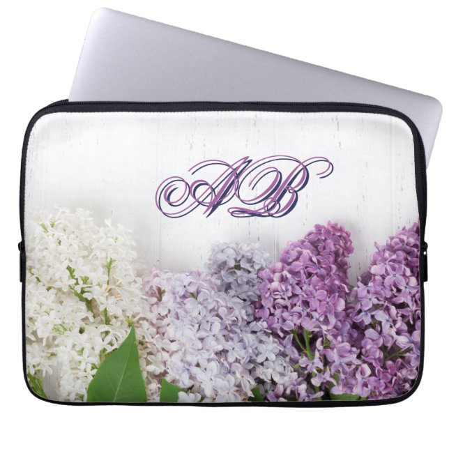 Personalized Lilac Laptop Sleeve | Monogram 13"  ラップトップスリーブ (正面)