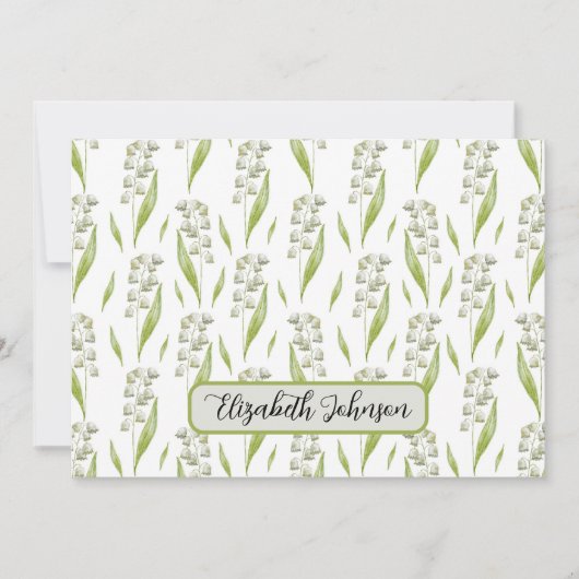 Personalized Lily of the Valley Floral Note Card ノートカード (正面)