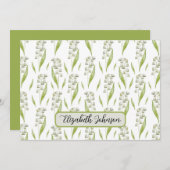 Personalized Lily of the Valley Floral Note Card ノートカード (正面/裏面)