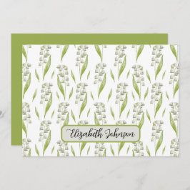 Personalized Lily of the Valley Floral Note Card ノートカード