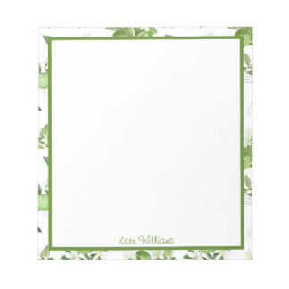 Personalized Lime Floral Notepad ノートパッド