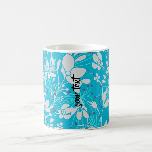Personalized Line Art Floral in Blue コーヒーマグカップ (中央)