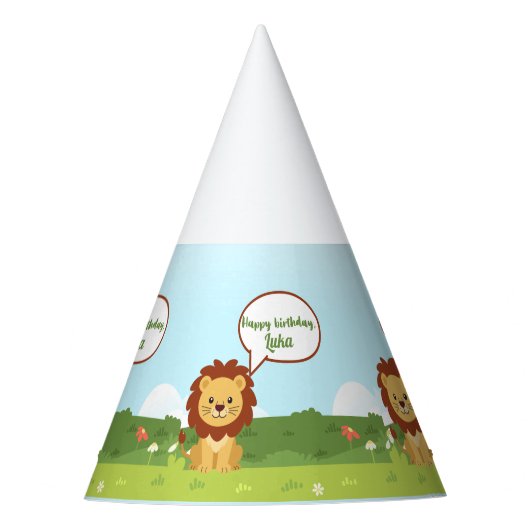 Personalized Lion Birthday Party Hat for kids パーティーハット (正面)