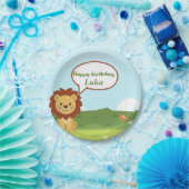 Personalized Lion Birthday Plate for Kids ペーパープレート (パーティー)