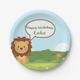 Personalized Lion Birthday Plate for Kids ペーパープレート