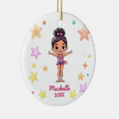  Personalized Little Gymnast Girl Christmas  セラミックオーナメント (右)