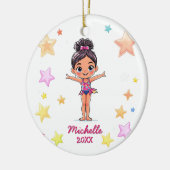  Personalized Little Gymnast Girl Christmas  セラミックオーナメント (左)