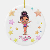  Personalized Little Gymnast Girl Christmas  セラミックオーナメント (裏面)