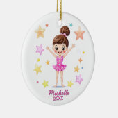 Personalized Little Gymnast Girl Christmas Pink セラミックオーナメント (右)