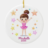 Personalized Little Gymnast Girl Christmas Pink セラミックオーナメント (裏面)