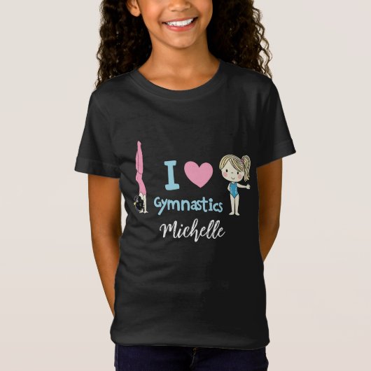 Personalized Little Gymnast Girl,I Love Gymnastics Tシャツ (正面)