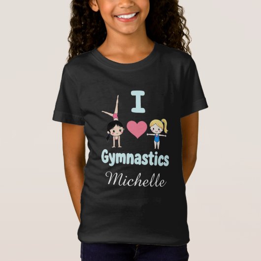 Personalized Little Gymnast Girl,I Love Gymnastics Tシャツ (正面)