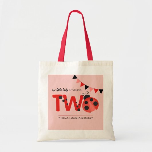 Personalized Little Lady Ladybug Favor Tote Bag トートバッグ (正面)