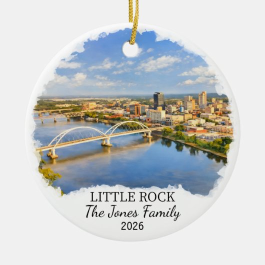 Personalized Little Rock Ornament, Custom Arkansas セラミックオーナメント (正面)