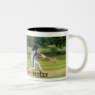 Personalized Living that Cricket Mum Life Photo  ツートーンマグカップ