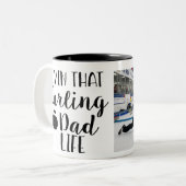 Personalized Living that Curling Dad Life Photo  ツートーンマグカップ (正面左)