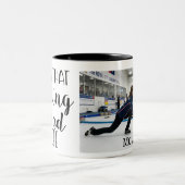 Personalized Living that Curling Dad Life Photo  ツートーンマグカップ (中央)