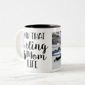 Personalized Living that Curling Mom Life Photo ツートーンマグカップ (正面左)