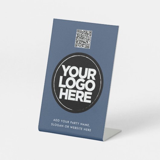 Personalized Logo and Text Simple Qr Code 台座サイン (正面)