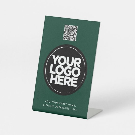 Personalized Logo and Text Simple Qr Code 台座サイン (正面)