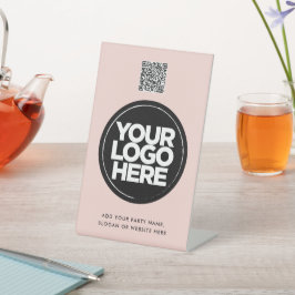 Personalized Logo and Text Simple Qr Code 台座サイン