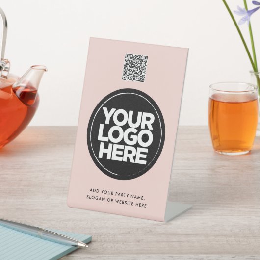 Personalized Logo and Text Simple Qr Code 台座サイン (インサイチュ)