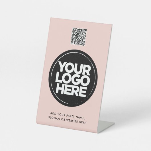 Personalized Logo and Text Simple Qr Code 台座サイン (正面)