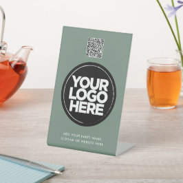 Personalized Logo and Text Simple Qr Code 台座サイン