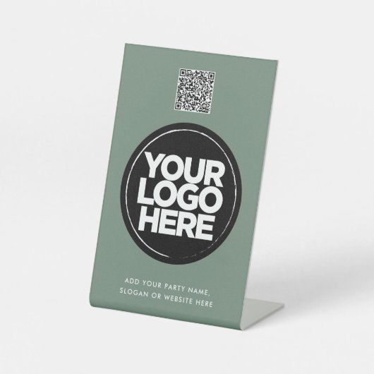 Personalized Logo and Text Simple Qr Code 台座サイン (正面)
