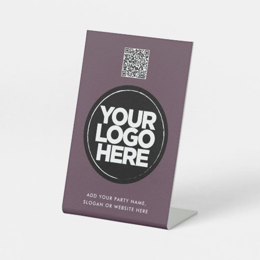 Personalized Logo and Text Simple Qr Code 台座サイン (正面)