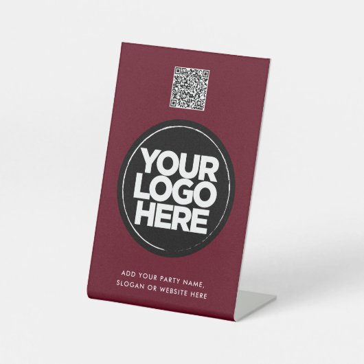 Personalized Logo and Text Simple Qr Code 台座サイン (正面)