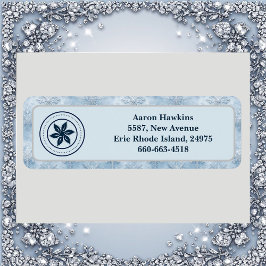Personalized Logo Ice Blue Frost Snowflake Border ラベル