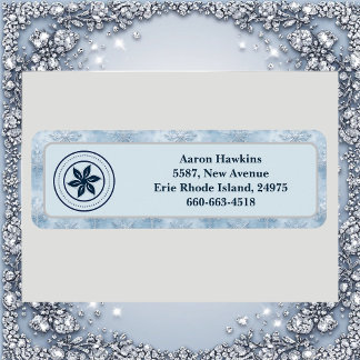 Personalized Logo Ice Blue Frost Snowflake Border ラベル